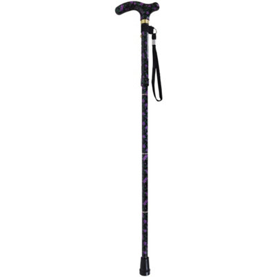 Deluxe Ambidextrous Foldable Walking Cane - 5 Height Settings - Magic Blossom