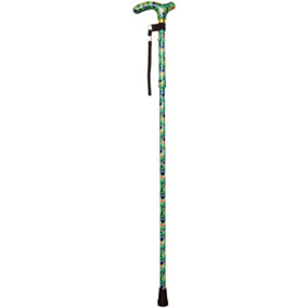 Deluxe Ambidextrous Foldable Walking Cane - 5 Height Settings - Peacock Design