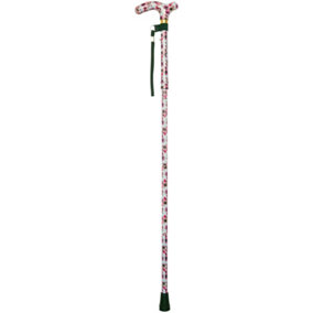 Deluxe Ambidextrous Foldable Walking Cane - 5 Height Settings - Rose Design