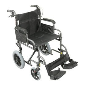 Deluxe Attendant Propelled Steel Wheelchair - Compact Foldable Design - Hammered