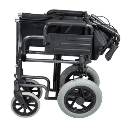 Deluxe Attendant Propelled Steel Wheelchair - Compact Foldable Design - Hammered