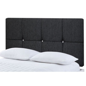 Deluxe Chenille 2ft6 Small Single 20" Headboard - Black