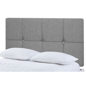 Deluxe Chenille 4ft Small Double 20" Headboard - Light Grey