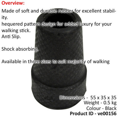 Deluxe Chequered Design Walking Stick Ferrule - 16mm - Anti-Slip Design