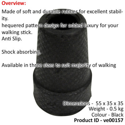 Deluxe Chequered Design Walking Stick Ferrule - 22mm - Anti-Slip Design