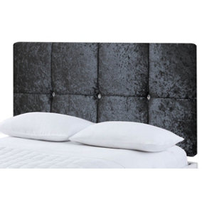 Deluxe Crushed Velvet 2ft6 Small Single 20" Headboard - Black