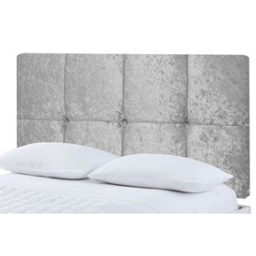 Deluxe Crushed Velvet 2ft6 Small Single 20" Headboard - Silver