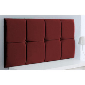 Deluxe Cubed Plush Velvet 4ft Small Double 20" Headboard -  Burgundy