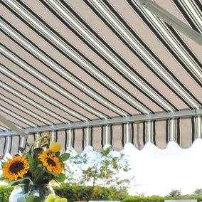 Deluxe Easy Fit Cafe Style Awning - Outdoor Garden Patio Decking Furniture Sunshade Canopy Shelter - Ascot, Measures W3.5m