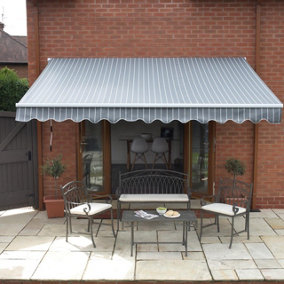 Deluxe Easy Fit Cafe Style Awning - Outdoor Garden Patio Decking Furniture Sunshade Canopy Shelter - Berkley, Measures W3.5m