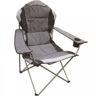 Luxury Padded High Back Folding Outdoor, Camping, Fishing Chair in Black