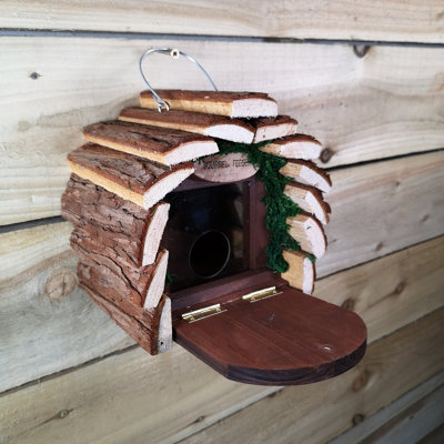 Deluxe Hanging Wooden Squirrel Feeder House with Feeding Platform DIY