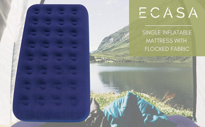 Deluxe Inflatable Mattress Air Bed Puncture resistant PV Soft-touch Flocked Material Single