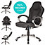 Deluxe Office Gaming Chair Padded Reclining Faux Leather - Black