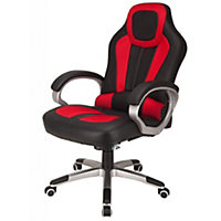Deluxe Office Gaming Chair Padded Reclining Faux Leather - Red