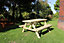 Deluxe Picnic Table, Wooden Garden Furniture - L180 x W150 x H90 cm - Minimal Assembly Required