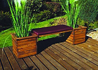 Deluxe Planter Bench with Cushions - W197 x D47 x H46 - Fully Assembled - Burgundy