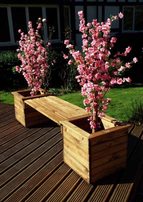 Deluxe Planter Bench with Cushions - W197 x D47 x H46 - Fully Assembled - Burgundy - 4
