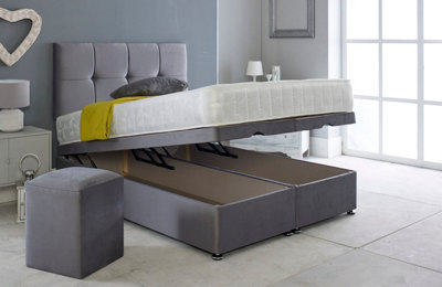 Deluxe Plush Velvet Ottoman Storage Bed, with Ortho Mattress