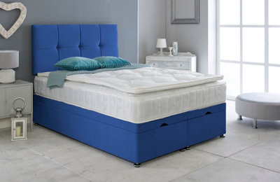 Curated visual reference: Visual Reference: Deluxe Plush Velvet Ottoman Storage Bed With Pillow Top Mattress