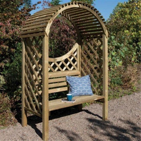 Deluxe Pressure Treated Arbour + Open Lattice Sides & Arch Roof (1.3m x 0.8m x 2m)