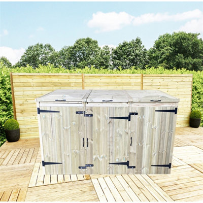 Deluxe Pressure Treated Wheelie Bin Store Triple 3x 240L DIY At B Q   Deluxe Pressure Treated Wheelie Bin Store Triple 3x 240l ~0792273867021 01c MP