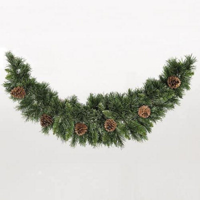 Deluxe Princess Green Christmas Swag - Green - 90 cm - 108 Tips - 5 Pine Cones