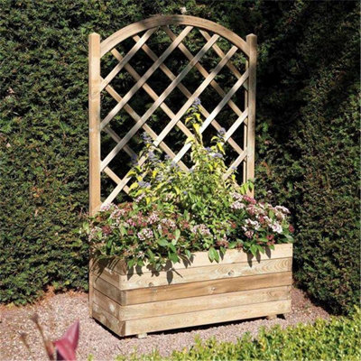 Deluxe Rectangular Garden Planter And Lattice (2'11" x 1'4")