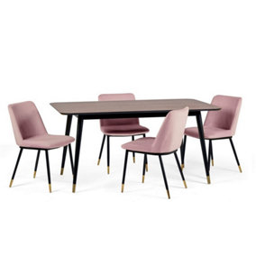 Deluxe Rectangular Table & 4 Delaunay Dusky Pink Chairs