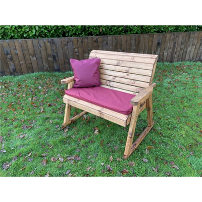 Deluxe Rocker Bench With 1 x Bench Cushion Burgundy, 1 x Scatter ...