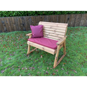 Deluxe Rocker Bench With 1 x Bench Cushion Burgundy, 1 x Scatter Cushion Burgundy, 1 x Standard Cover