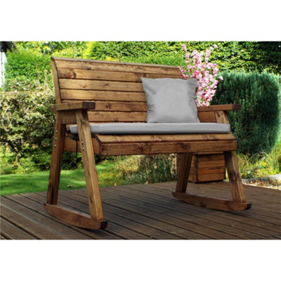 Deluxe Rocker Bench With 1 x Bench Cushion Grey, 1 x Scatter Cushion Grey, 1 x Standard Cover