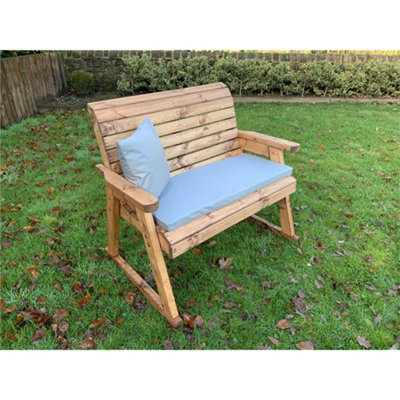 Deluxe Rocker Bench With 1 x Bench Cushion Grey, 1 x Scatter Cushion Grey, 1 x Standard Cover