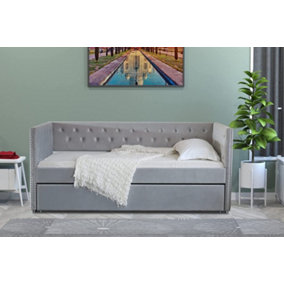 Deluxe Single Grey Day/Sofa Bed With Trundle (Westfield Day Bed)