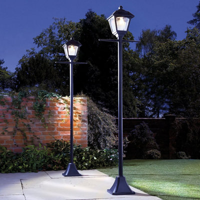 Deluxe Solar Lamp Post, 25-200 Lumens LED, No Wires or Running Costs, Ground Fixings Included, Stainless-Steel