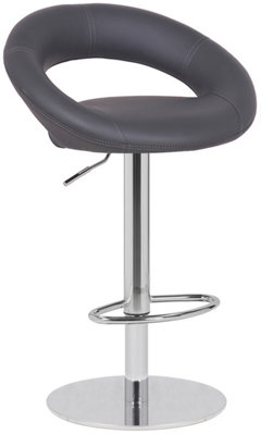 Deluxe Sorrento Kitchen Bar Stool, Single, Adjustable Swivel Gas Lift, Real Leather, Breakfast & Home Barstools, Charcoal Grey