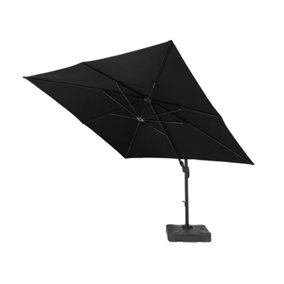Deluxe Square Cantilever parasol with 100KG Fillable Base - Aluminium/Polyester - L300 x W300 x H260 cm - Grey