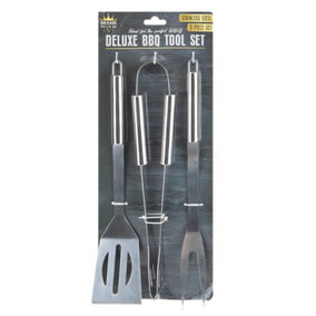 Deluxe Stainless Steel BBQ Tool Set - 3 Pcs