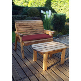 Deluxe Two Seater Bench Set With 1 x Bench Cushion Burgundy