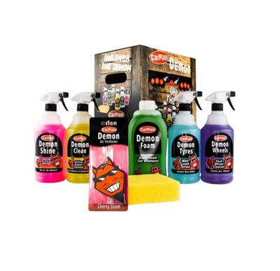 Demon 7pc Car Care Gift Pack Set Includes Shine, Wheels, Foam, Tyres x2