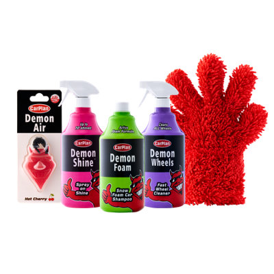 Demon Essentials Complete Car Cleaning Kit Foam Wheels Glass Shine 5L