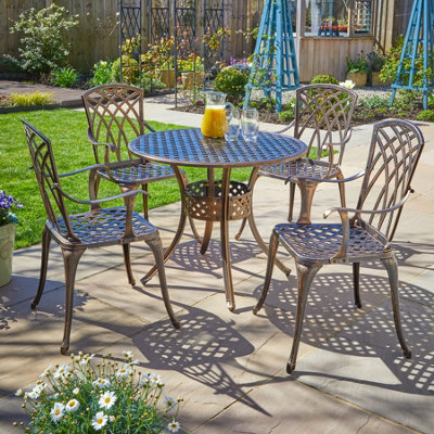 Denali Rustic Aluminium Frame Outdoor Garden Patio Bistro Table and 4 ...