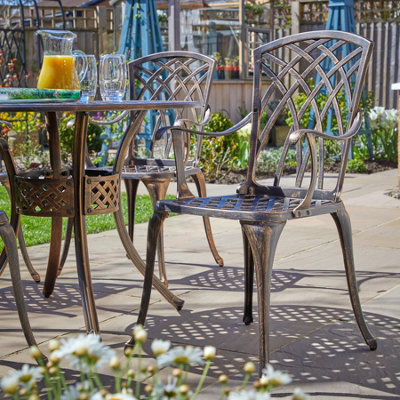Denali Rustic Aluminium Frame Outdoor Garden Patio Bistro Table and 4 ...