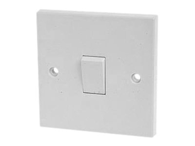 Dencon 1-Gang 10A Light Switch - Durable White Plastic for Home Lighting