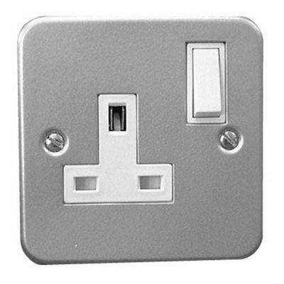 Dencon 13A 1 Gang Switch Socket (UK Plug) Grey/White (One Size) DIY