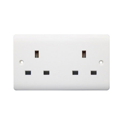 Dencon 2 Gang Unswitched Twin Socket White (One Size)