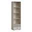 Denim 2 Drawer Bookcase in Light Walnut, Grey Fabric Effect and Cashmere