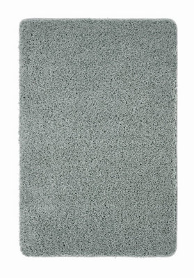 Denim Blue Modern Shaggy Easy to Clean Plain Rug for Living Room, Bedroom, Dining Room - 67 X 150cm (Runner)