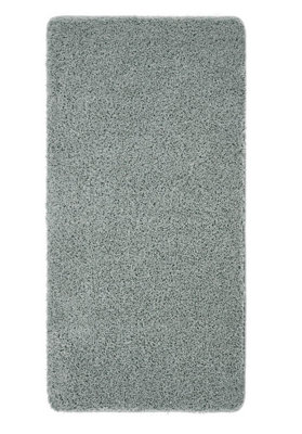 Denim Blue Modern Shaggy Easy to Clean Plain Rug for Living Room, Bedroom, Dining Room - 67 X 150cm (Runner)