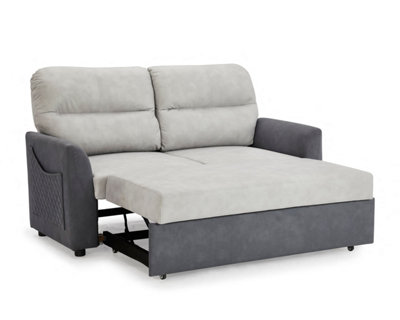 Dennis 2 Seater Fabric Grey Fabric Duo Contrast With Storage Pull Out ...